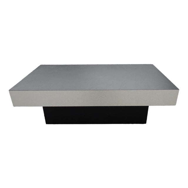 Minimalist Brushed Aluminium Coffee Table from Roche Bobois, 1970s For Sale