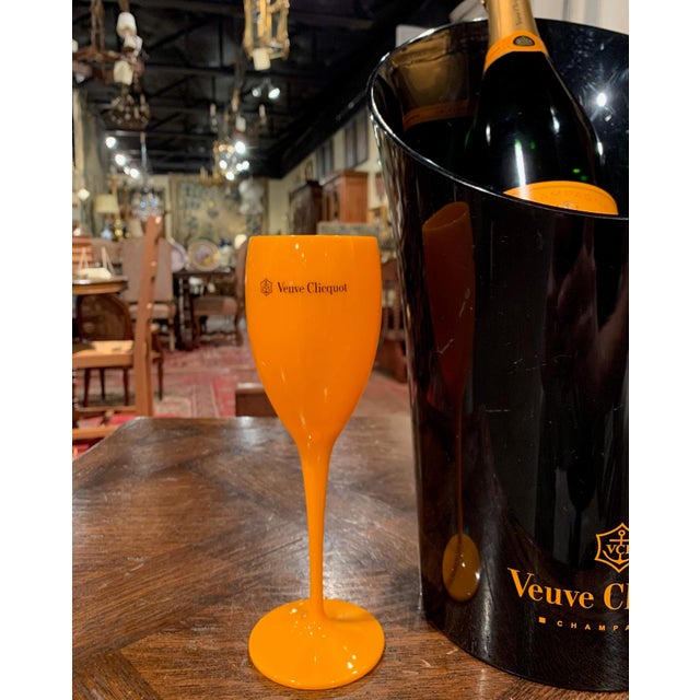 Veuve Clicquot Orange Acrylic Magnum Champagne Ice Bucket - Holds 15 Bottles - Includes 6 Flutes - New