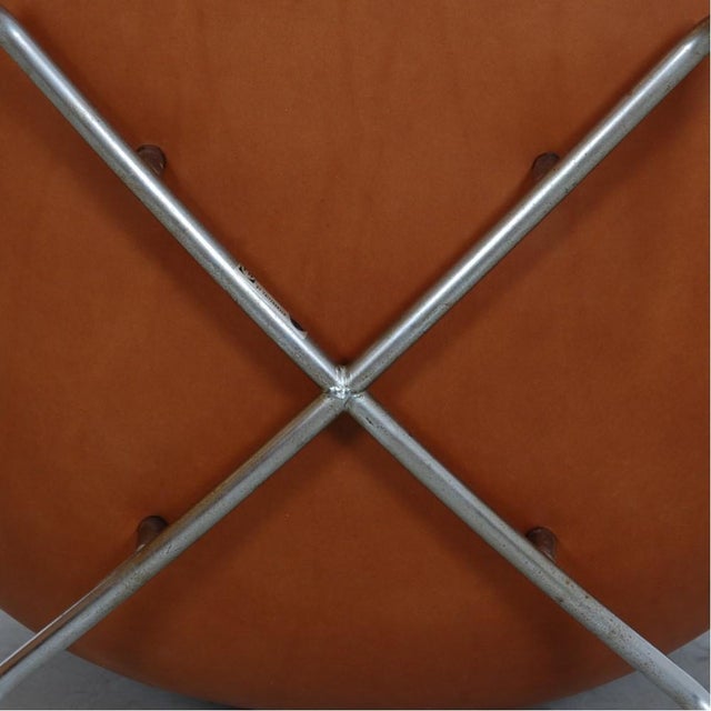 Pot Chair in Cognav Leather by Arne Jacobsen, 1980s For Sale - Image 11 of 13