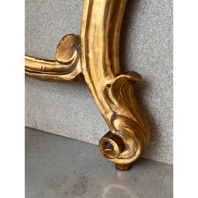Spanish 19th Baroque Carved & Gilted Walnut Ormolu and Marble Console Table For Sale - Image 12 of 13