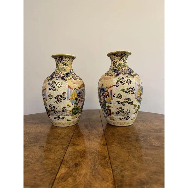 Ceramic Large Satsuma Vases, 1900s, Set of 2 For Sale - Image 7 of 8