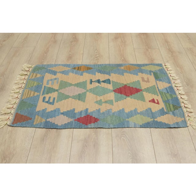 1960s Southwestern Soft Blue Hand Knotted Rug For Sale In Sacramento - Image 6 of 13