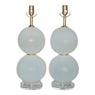 Joe Cariati Glass Ball Lamps White For Sale