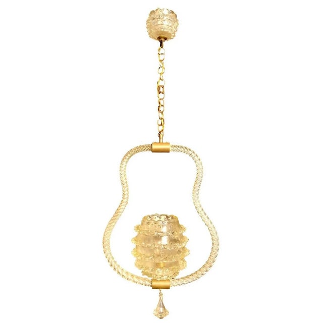 Metal Murano Glass Ceiling Lamp from Barovier & Toso, 1950s For Sale - Image 7 of 7