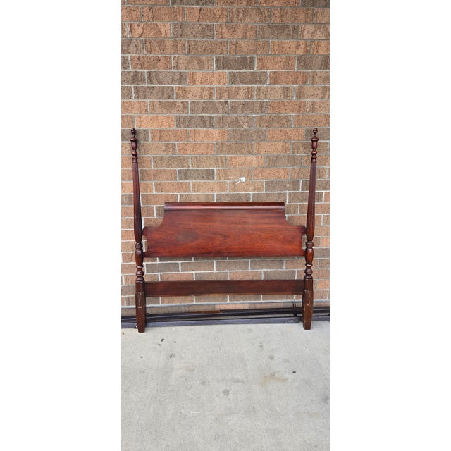 Vintage Solid Mahogany Twin Poster Bed With Headboard & Footboard – Colonial Style For Sale - Image 4 of 12