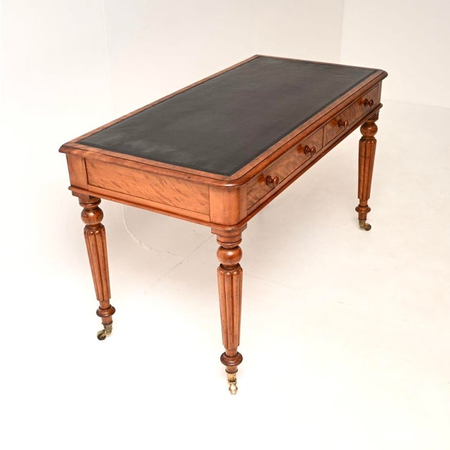 Antique Victorian Satin Wood Writing Table by Maple and Co, 1840 For Sale - Image 3 of 11