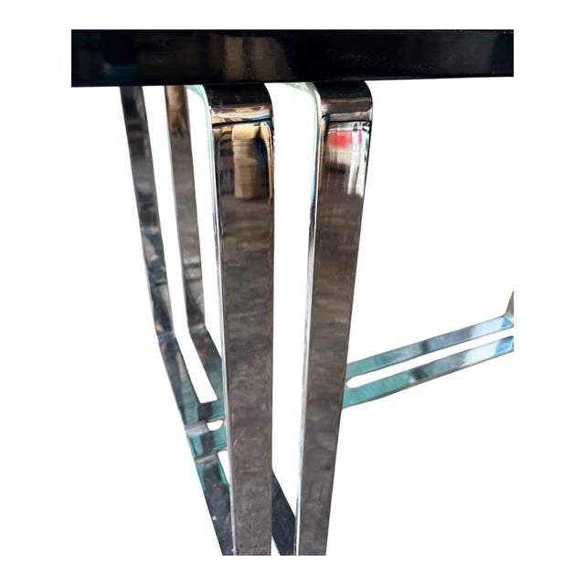 Mid-Century Modern Pair of Vintage Chrome Banded Steel Donald Desky Inspired End Tables For Sale - Image 3 of 6