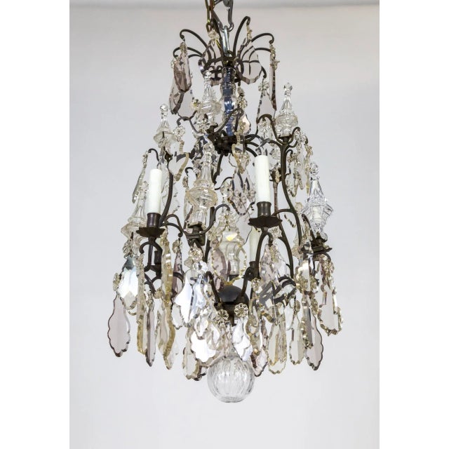 Late 19th Century Multi Crystal & Spire Blackened Bronze Birdcage Chandelier For Sale - Image 4 of 11