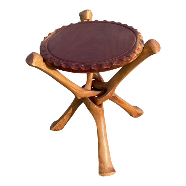 African/Tribal Tripod Folding Pedestal or Table, 1960s Chairish