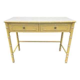 Vintage Thomasville Allegro Yellow Faux Bamboo Writing Desk For Sale