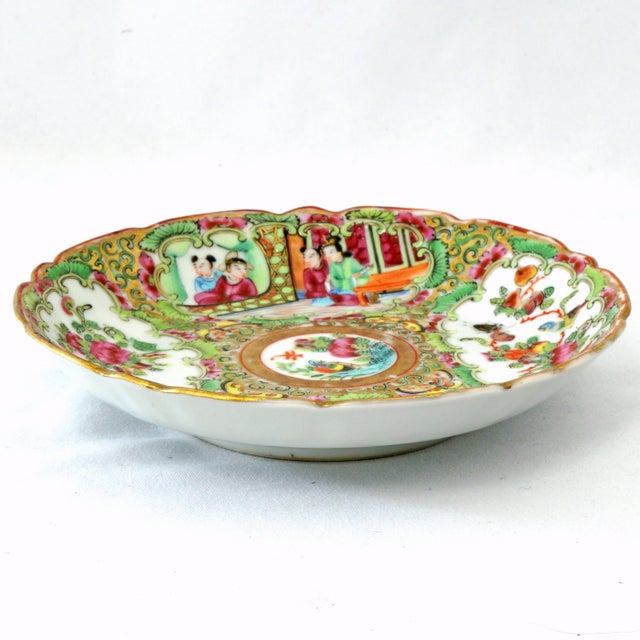Antique Chinese Rose Mandarin Porcelain Dish c.1850 Hand Painted Famille Rose 5.5" For Sale - Image 9 of 9