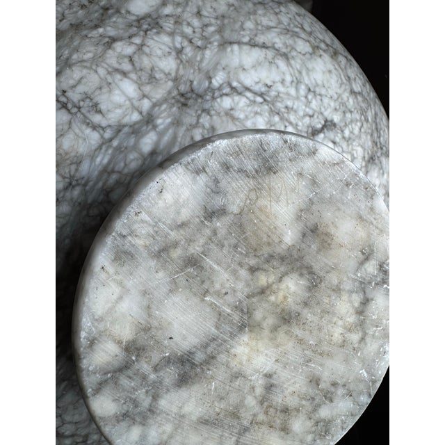 Stone Vintage Alabaster Marble Compote Pedestal Bowl For Sale - Image 7 of 8