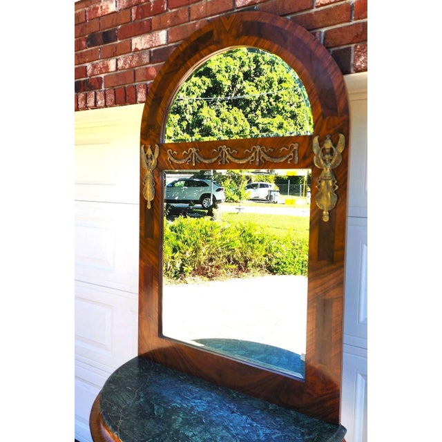 French Empire Style Console Marble Entry Table & Mirror For Sale In Miami - Image 6 of 17