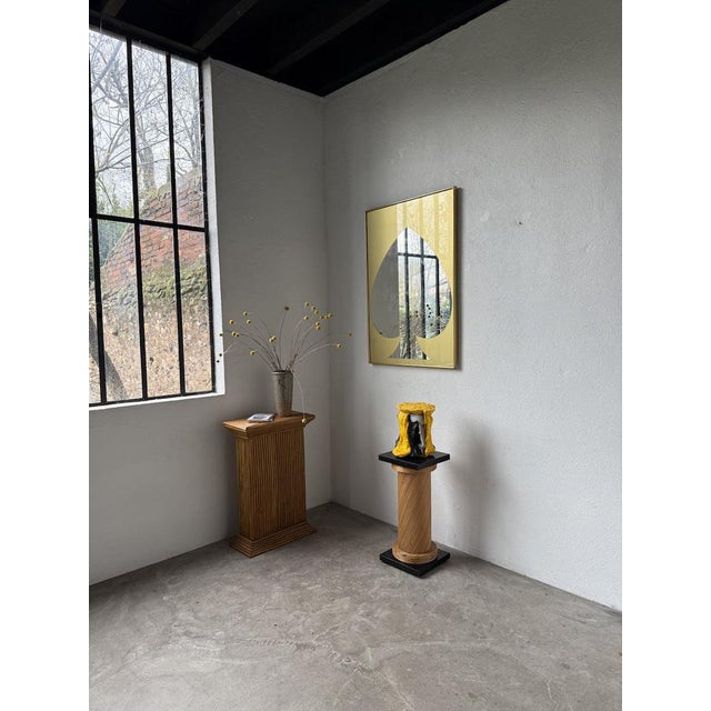 Vintage rattan column from the 1960s/70s, reminiscent of the work of vivai del sud or gabriella crespi. beautifully...