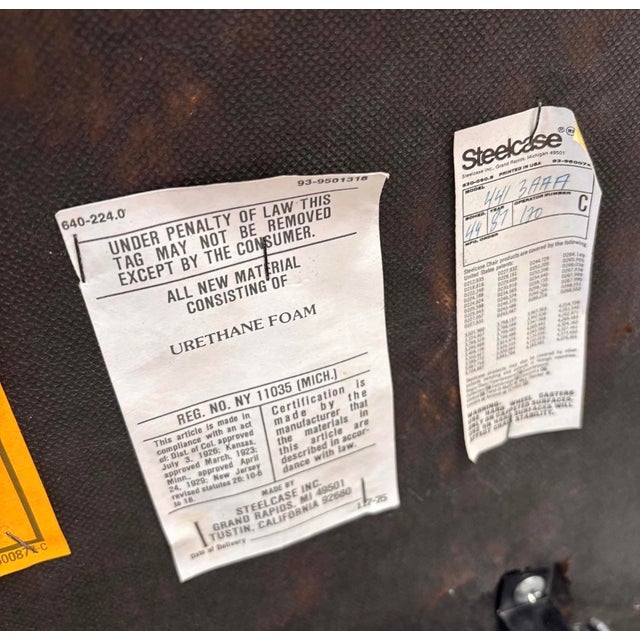 1980s Postmodern Steelcase Chrome & Oatmeal Tweed 3 Seater Sofa #2 For Sale - Image 9 of 9