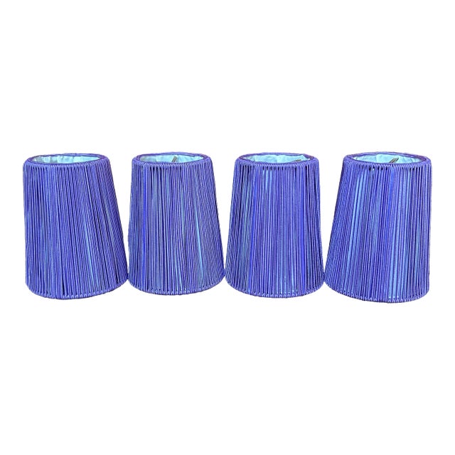 Set of 4 Candle Clip Purple String Lamp Shades For Sale