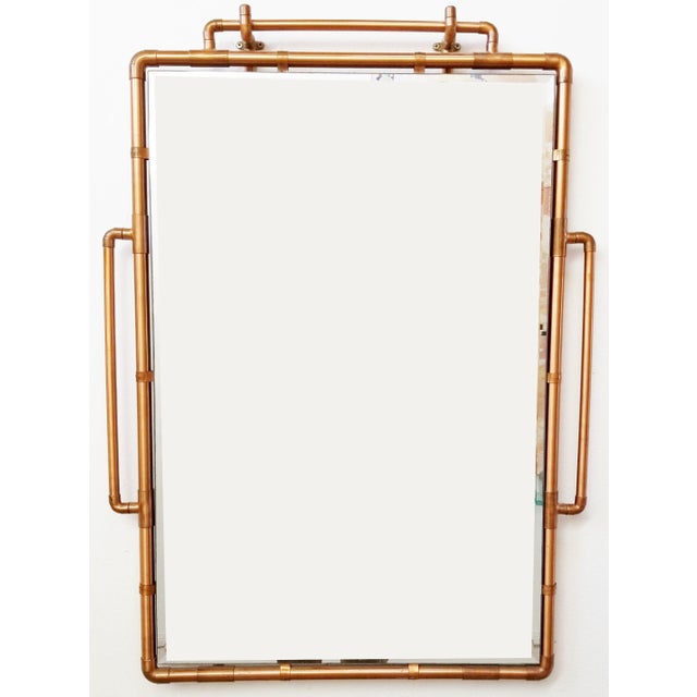 Metal Solid Copper Beveled Mirror For Sale - Image 7 of 7