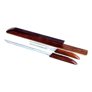 1970s Robeson ShurEdge Self Sharpening Knife Carving Set Rosewood, 3 Piece Set For Sale