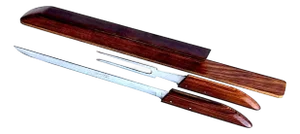 1970s Robeson ShurEdge Self Sharpening Knife Carving Set Rosewood, 3 Piece Set