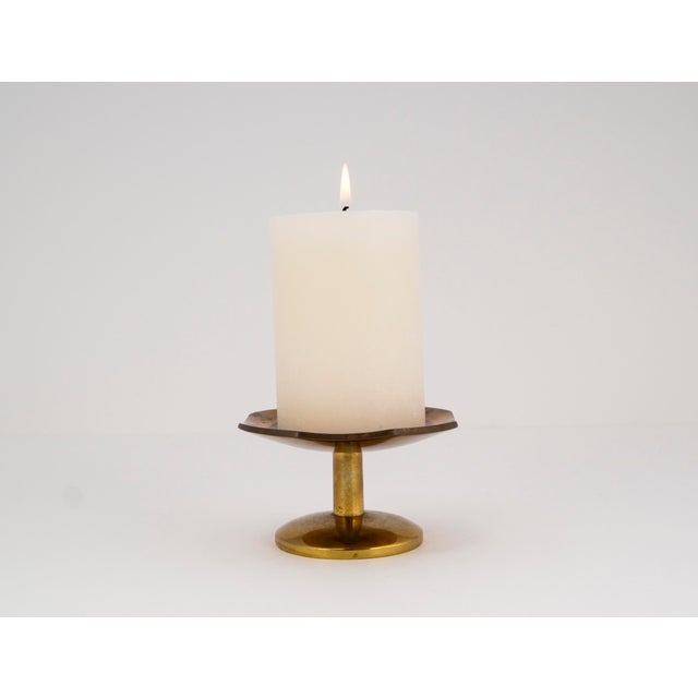 Mid-Century Minimalist Brass Table Candlestick, 1960s For Sale - Image 6 of 16