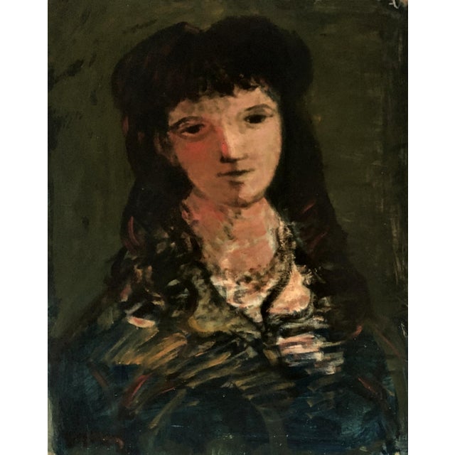 Sylvain Vigny, Portrait of Woman with Hat, Oil Painting, 1950s, Framed For Sale - Image 4 of 13