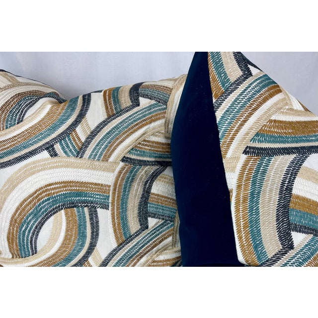Transitional Camengo "Alize" in Navy 22" Pillows-A Pair For Sale - Image 3 of 3