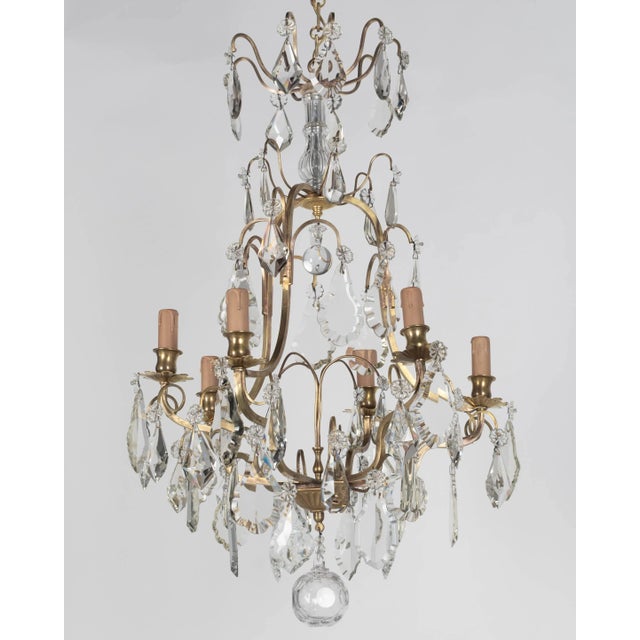 Brass French Louis XV Style Crystal Chandelier For Sale - Image 8 of 11