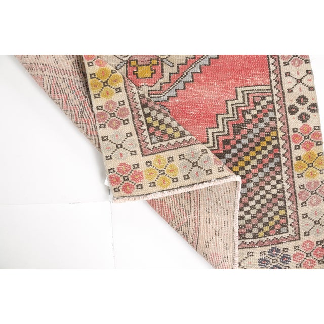 Red Vintage Handknotted Floral Oushak Rug For Sale - Image 8 of 8