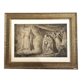 Nordic Artist, Witchcraft Scene, Ink and White Lead on Paper, 17th Century For Sale