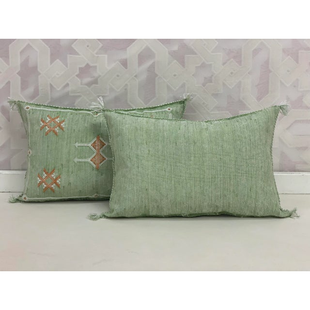 Yellow Handmade Cactus Silk Pillow Covers - a Pair For Sale - Image 4 of 12