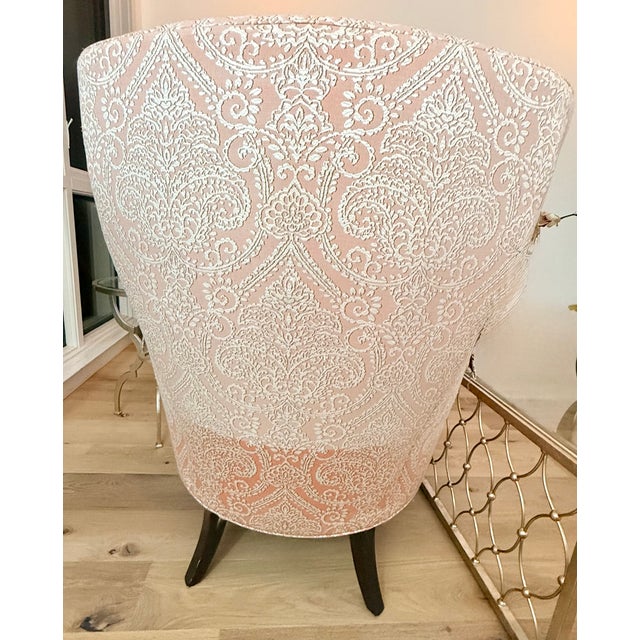 Ethan Allen Pink & Cream Damask Upholstered Accent Chair For Sale In Washington DC - Image 6 of 7