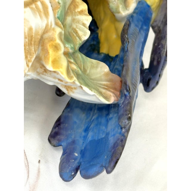 1940's Germany Hand Painted Large Porcelain Parrots- A Mirrored Pair For Sale - Image 16 of 18