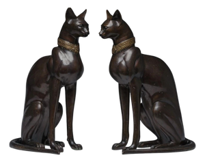 Vintage French Bronze Cats, 1970, Set of 2