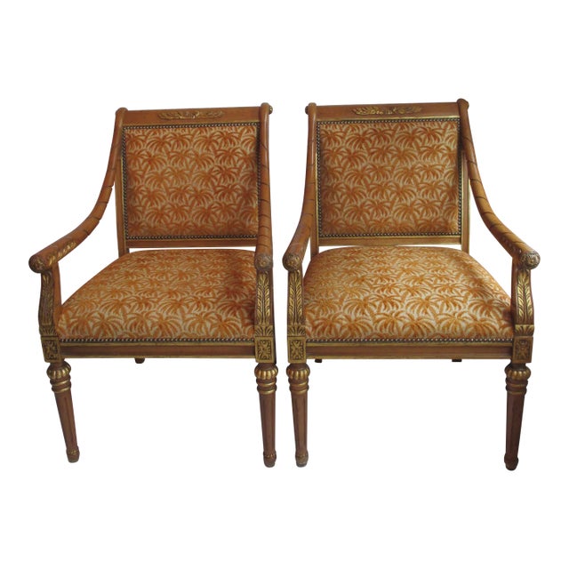 Mid 20th Century Gilded Accent Chairs- a Pair For Sale