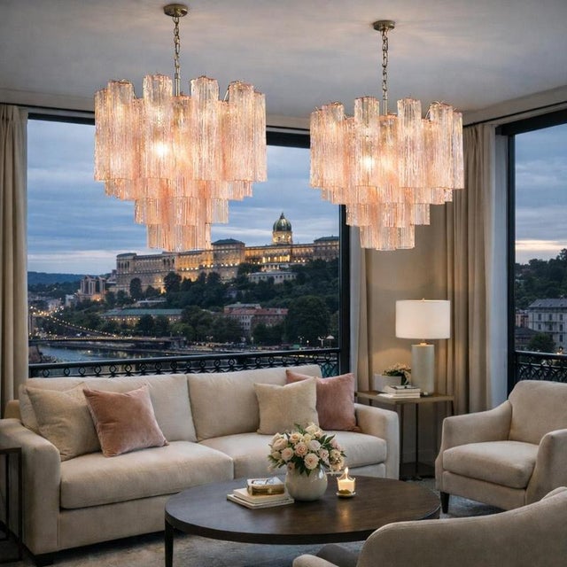 Italian Pink Murano Glass Chandelier, 1970s For Sale - Image 4 of 14