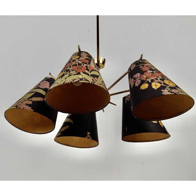 Mid-Century Modern Brass Hanging Light with Original Shades, 1950s For Sale - Image 4 of 18