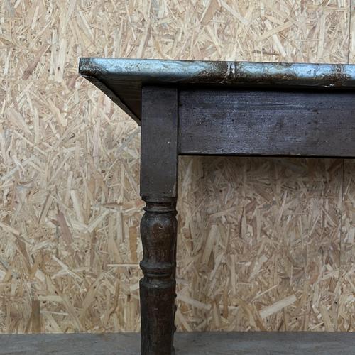 Vintage Zinc Top Rectangular Dining Table, 1950s For Sale - Image 4 of 5