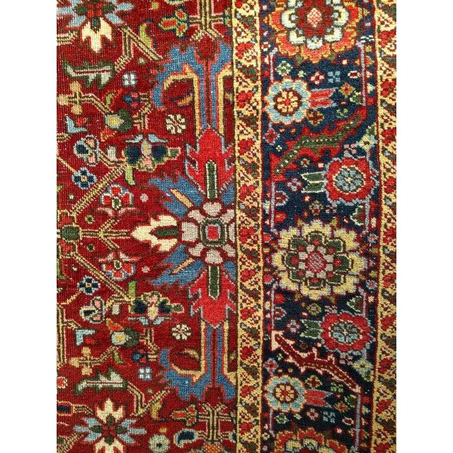 Vintage Persian Heriz Serapi Rug, Hand-Knotted Wool, All-Over Geometric Pattern, Red & Navy, 7x10 For Sale - Image 10 of 14