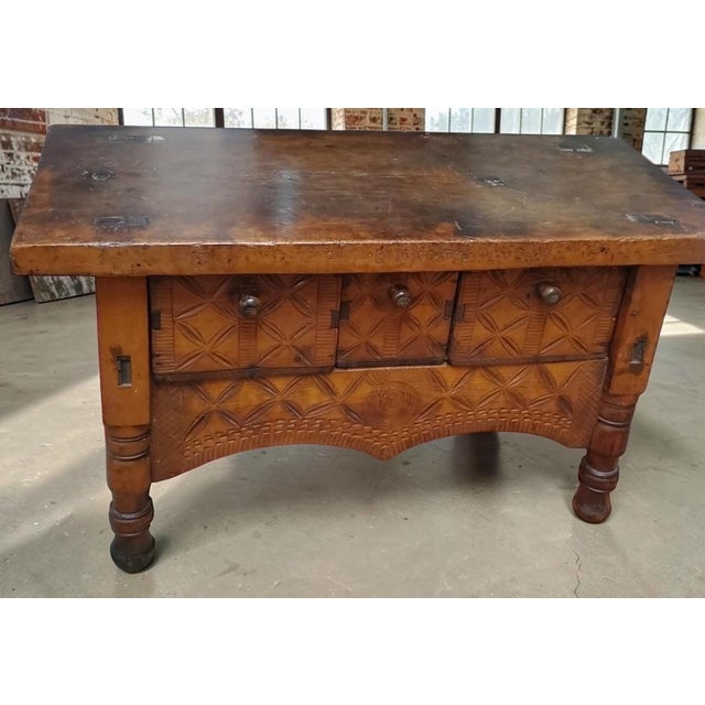 Antique 18c British Colonial Rustic Side Table.