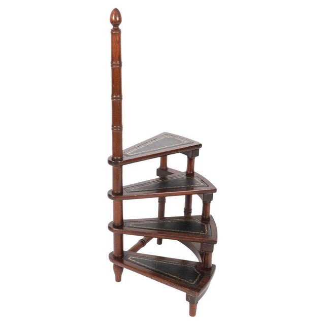 Vintage Mahogany Spiral Library Steps, 1980s For Sale - Image 9 of 9
