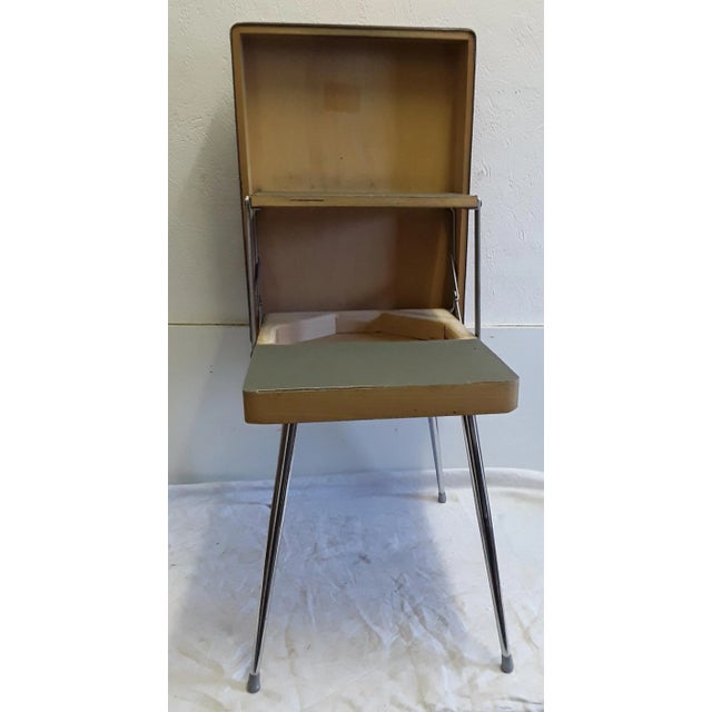 Chromed Steel & Red Vinyl Folding Stool with Storage, 1970s For Sale - Image 4 of 7