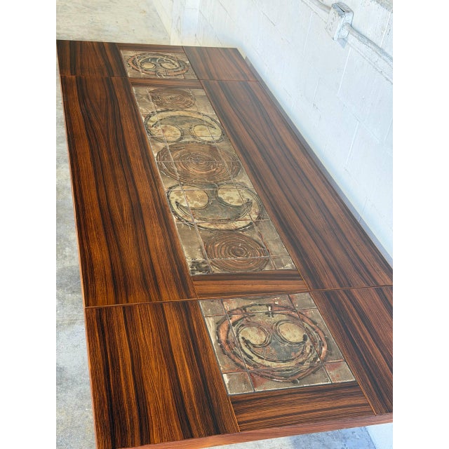 1970s In Style of Gangsø Møbler Ox Art Tile Dining Table Two Leaves Rosewood Danish Mid-Century Modern 1970s For Sale - Image 5 of 11