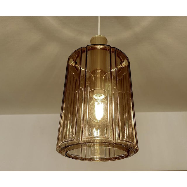 Metal Space Age Pendant Light in Glass from Glashütte Limburg, 1950s For Sale - Image 7 of 12