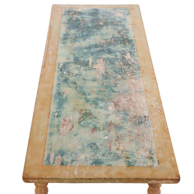 Rare French Painted Pine Farm Table, 19th C. For Sale - Image 4 of 7
