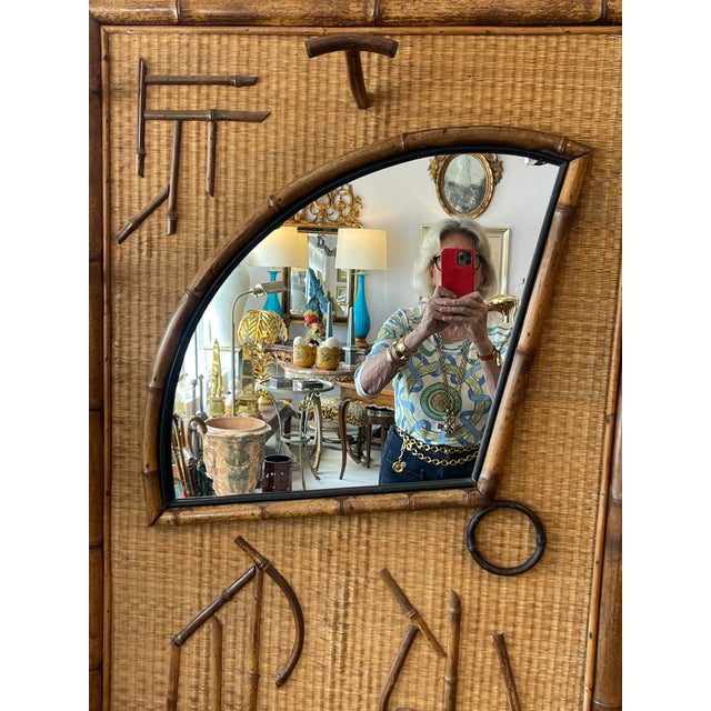 Wood French Bamboo Hall Tree With Fan Mirror , Aesthetic Movement 1870-1900 For Sale - Image 7 of 15