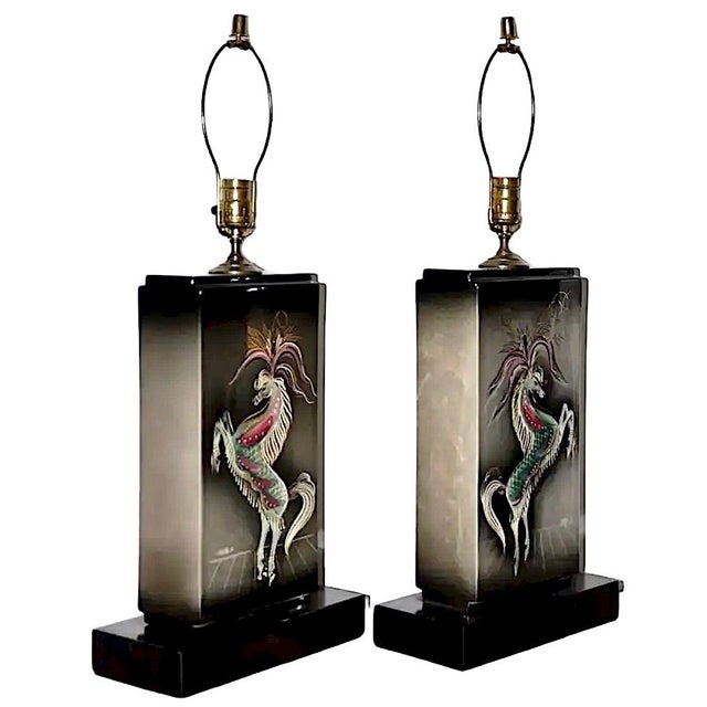 Pair of Sascha Brastoff Hand-Painted Ceramic Lamps c.1960 For Sale In San Francisco - Image 6 of 8