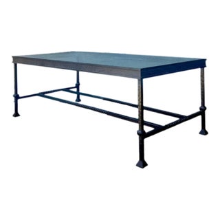 Vintage Hammered Wrought Iron Coffee Table For Sale