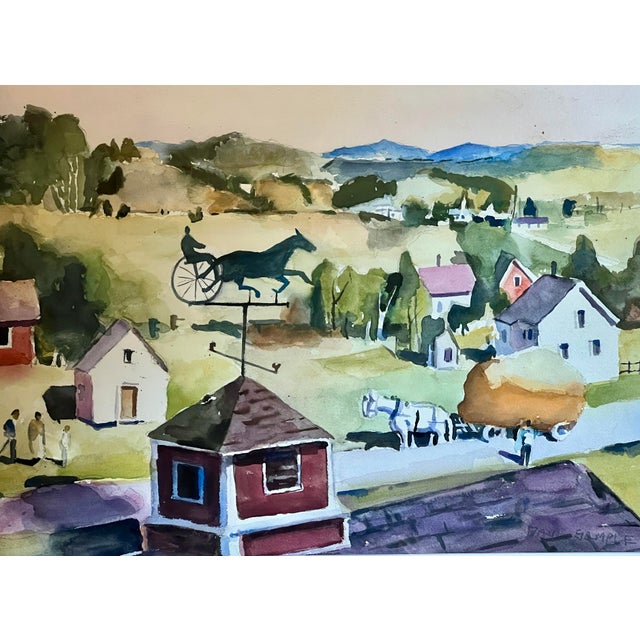 1940's Signed PAUL SAMPLE Watercolor Vermont Landscape Painting. American Listed painter, Paul Starrett Sample established...