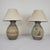 Pair of Art Deco style sandstone lamps. The 2 lamps have a very slightly different size. Height 37 cm Lampshade Diameter...