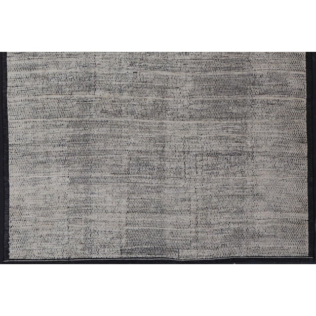 Oversized Afghan Minimalist Modern Casual With Black Background and Ivory Pile 14'1 X 17'2 For Sale In Atlanta - Image 6 of 12
